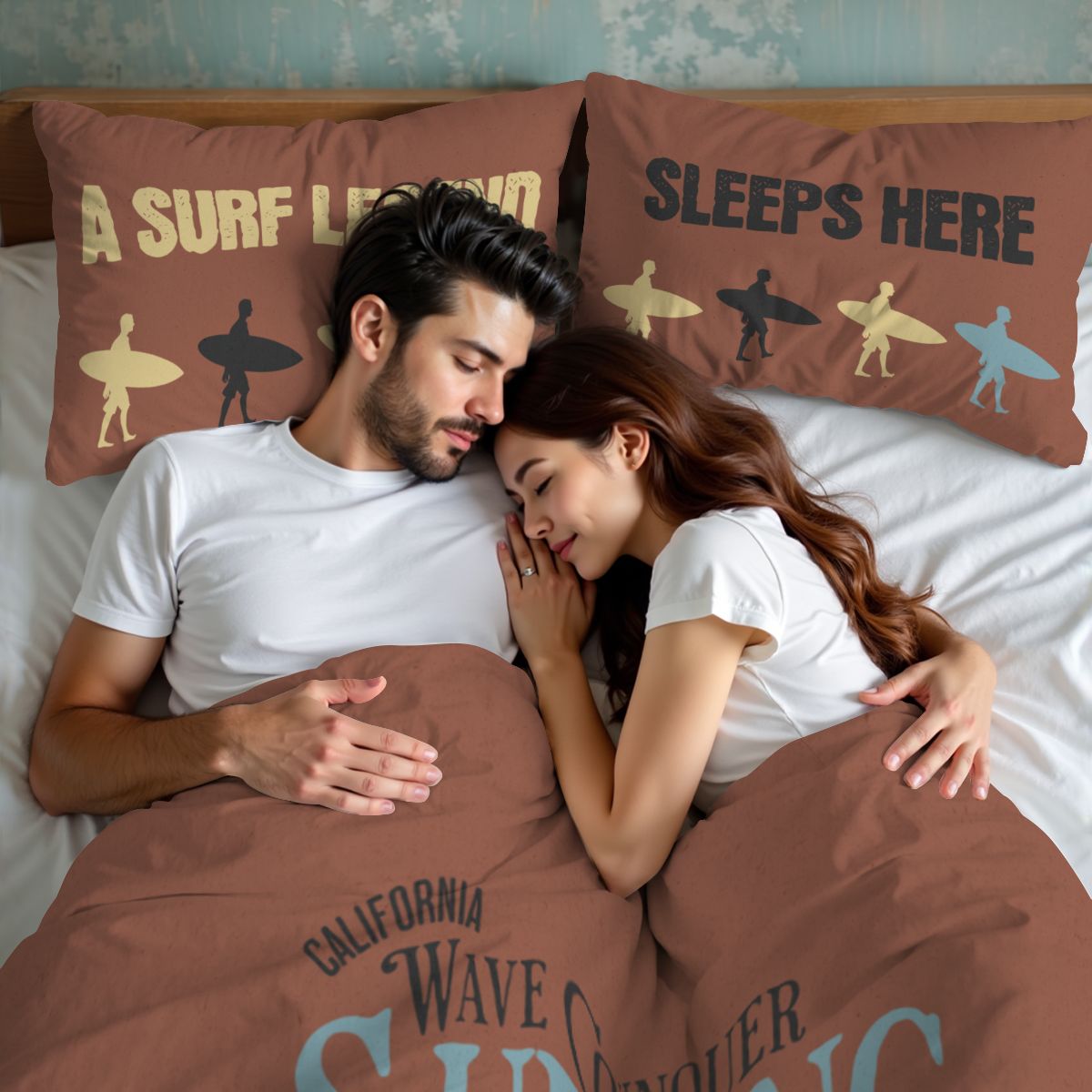 Teen surf bedroom bedding set queen vintage surfing duvet cover