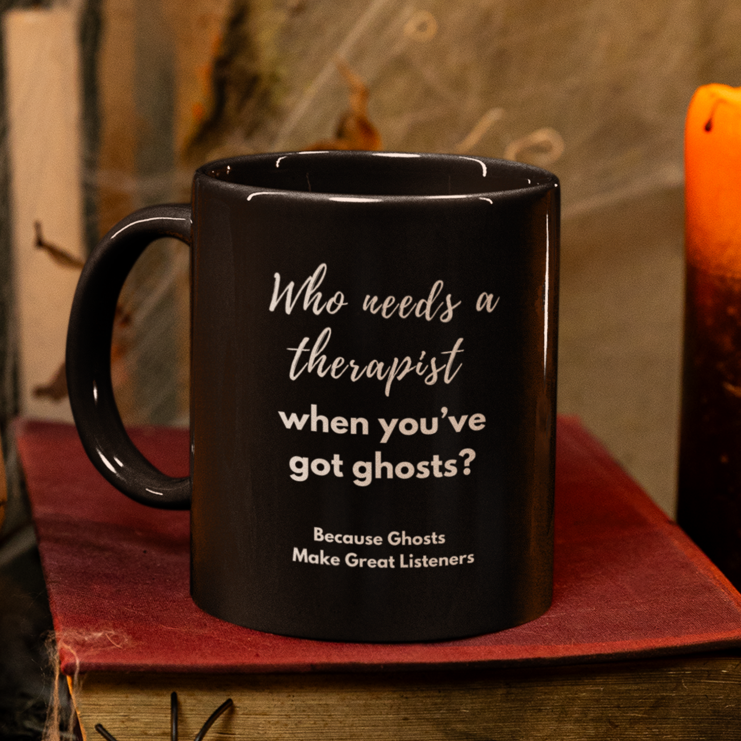 Magic Mug Cup, Funny Color Changing Ghost Therapy Coffee Cup, Humorous Heat Sensitive Ghost Text Mug, Heat Activated Mug Gift for therapist