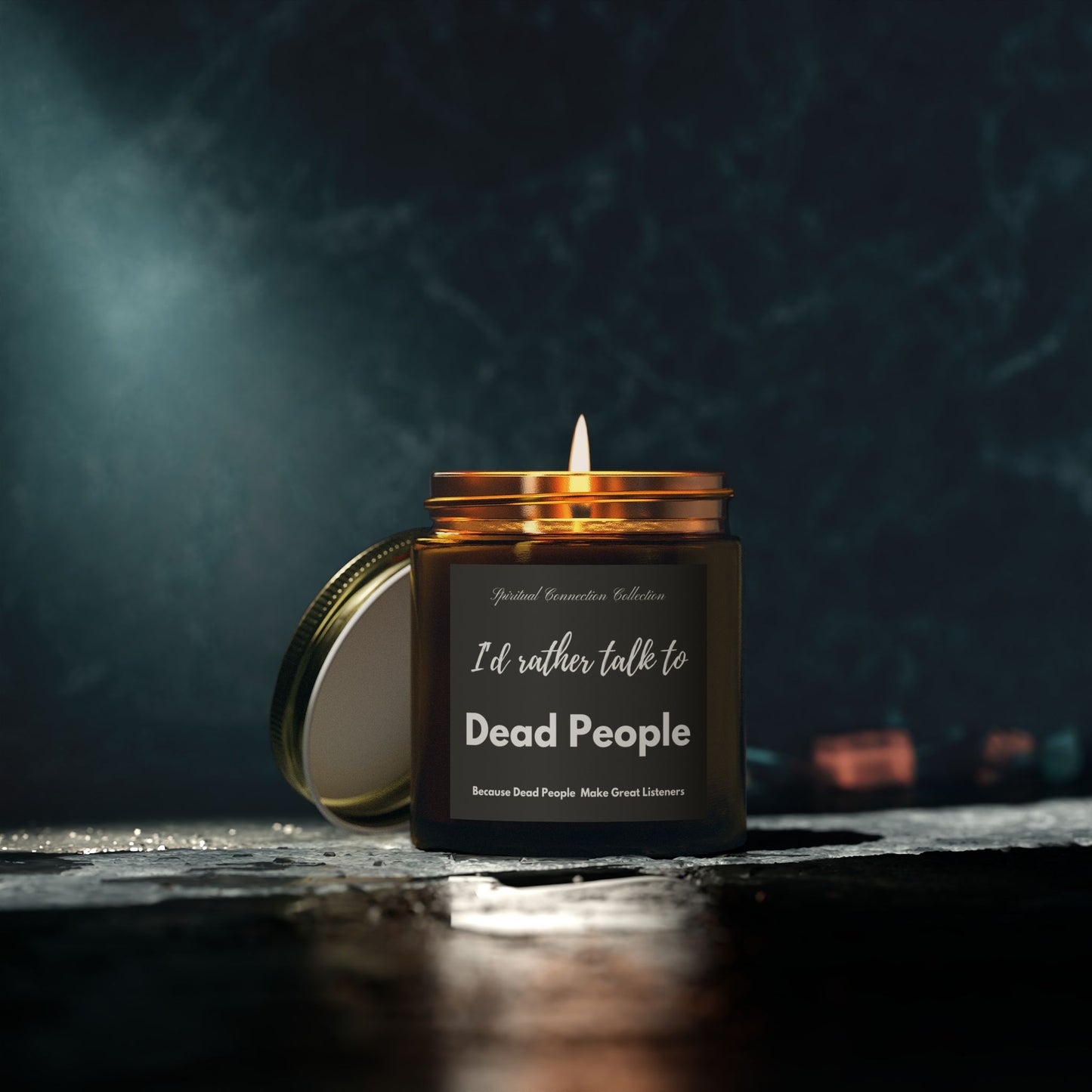 Candle, Spiritual Funny Ghost Design, I'd Rather Talk to Dead People, Halloween Décor, Gift for Mediums, Aromatherapy - Scented Coconut