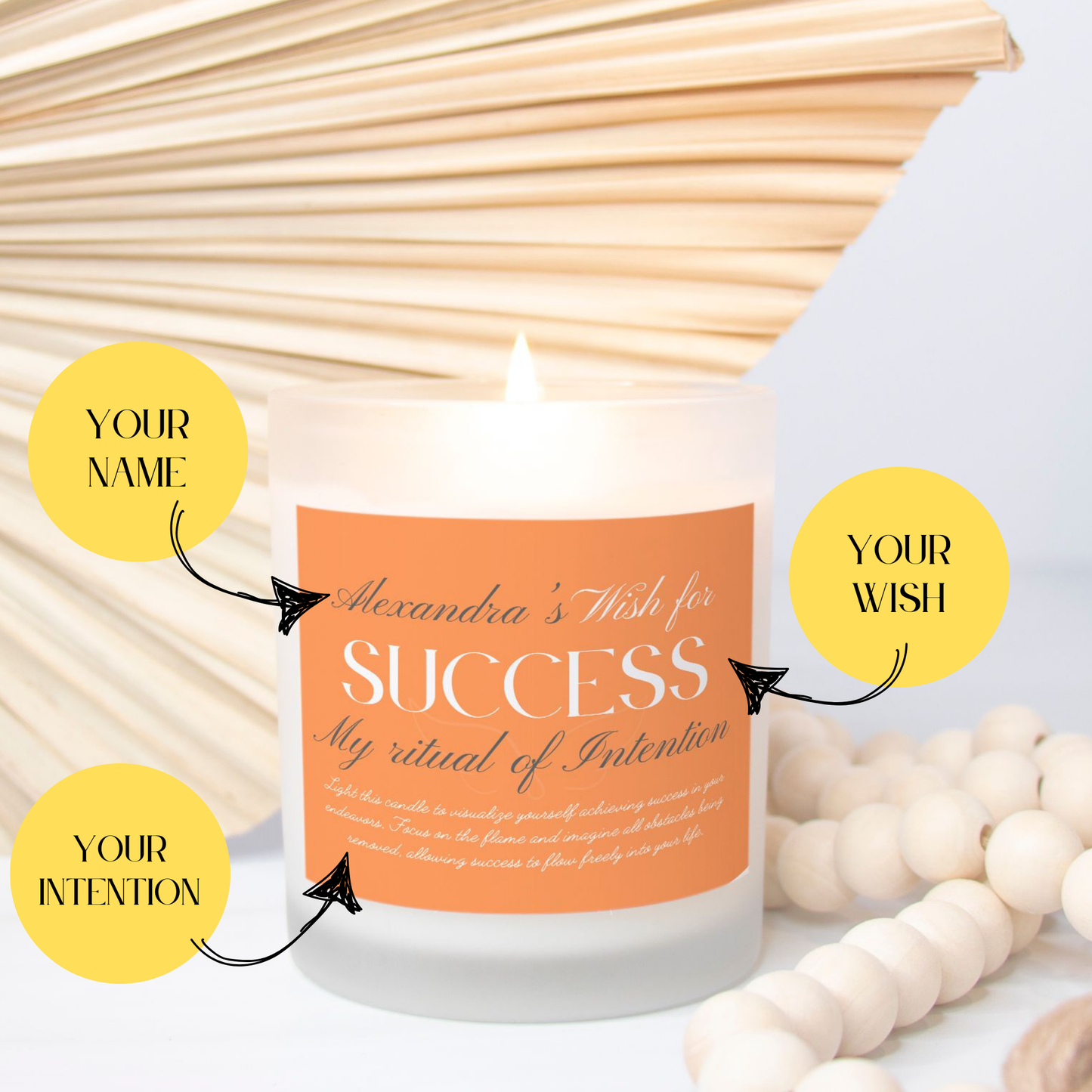 Wish For Success Candle, Personalized Gift, Ritual Candle for Achievement and Ambition