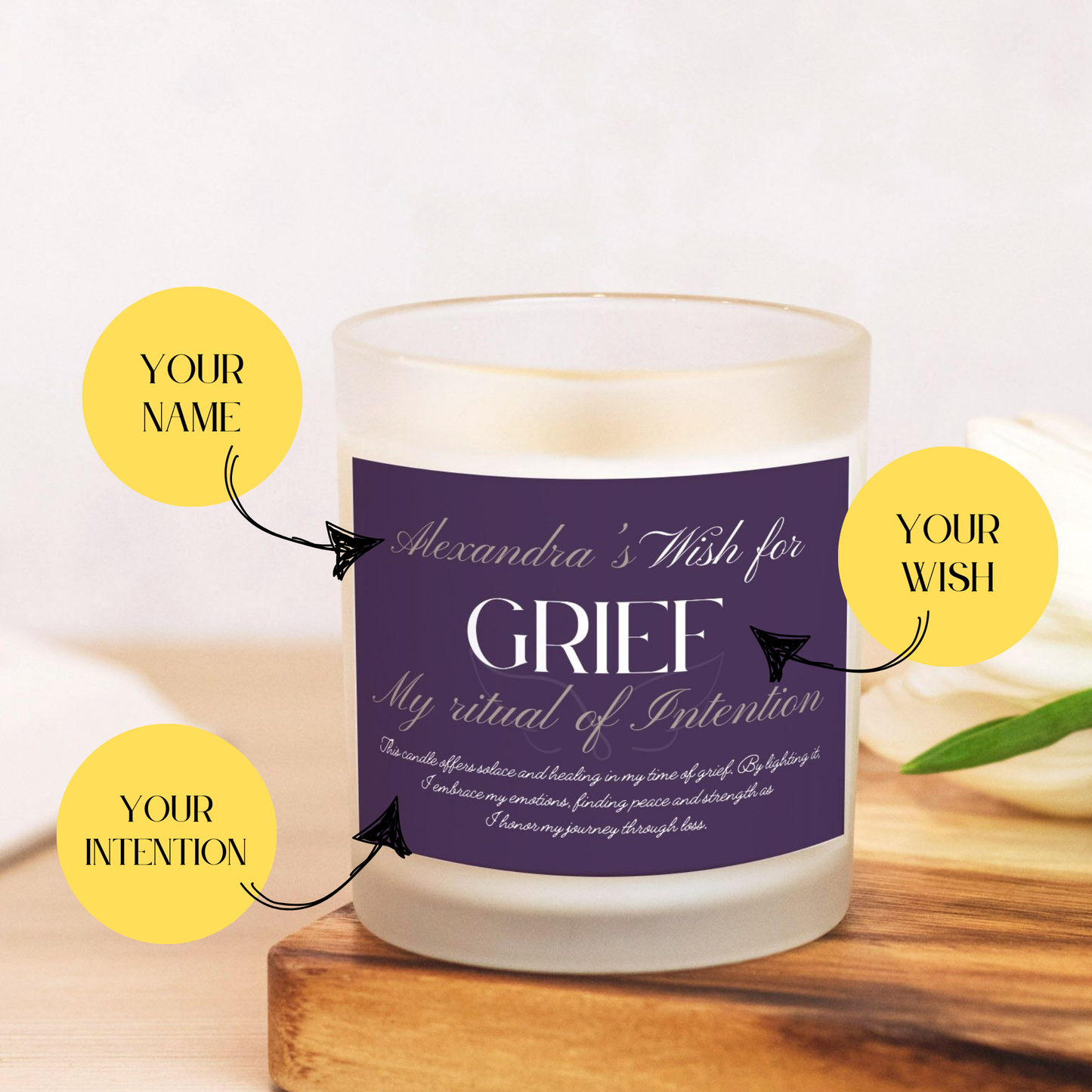 Wish For Grief Candle, Personalized Gift, Ritual Candle for Healing and Comfort