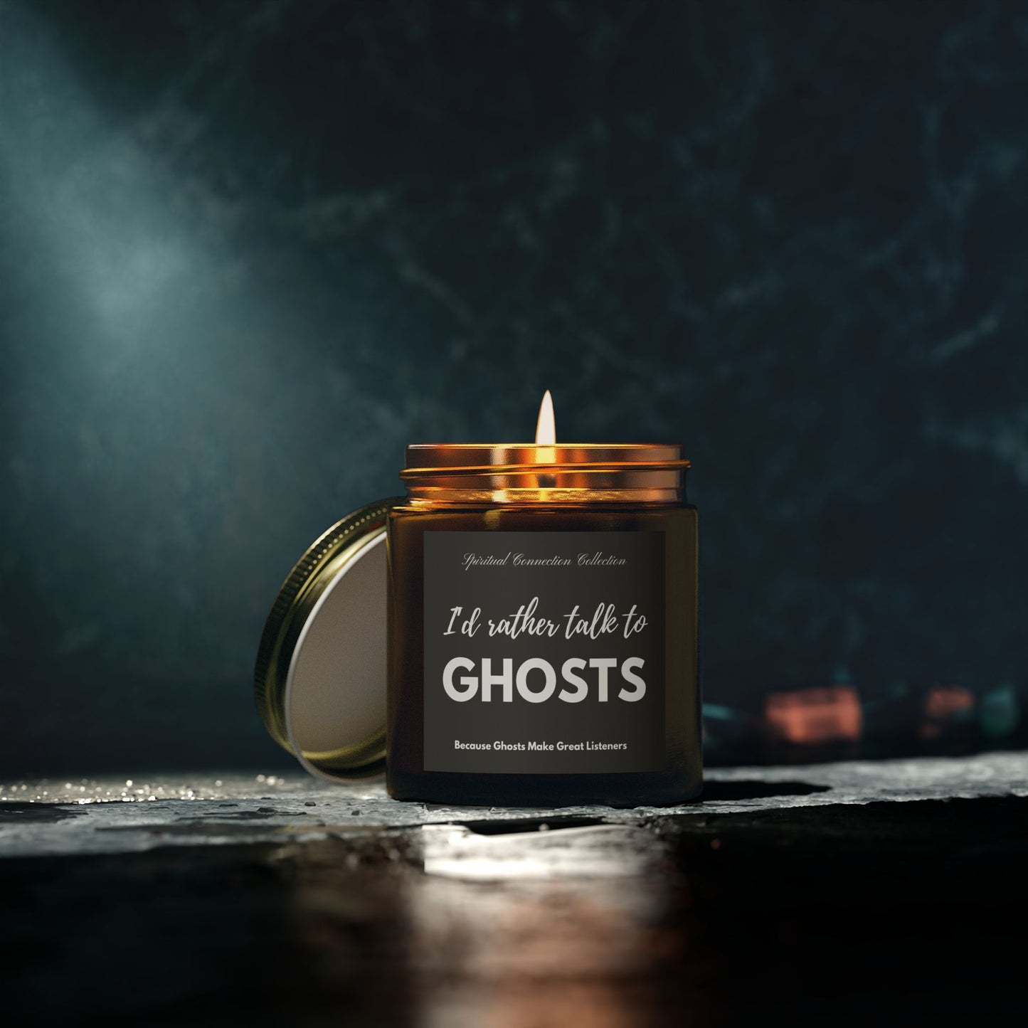 Candle, Spiritual Funny Ghost Design, I'd Rather Talk to GHOST, Halloween Décor, Gift for Mediums, Aromatherapy, Scented Coconut