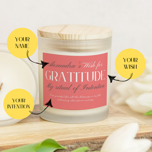 Personalized Gratitude Candle: Wish for Thankfulness with Custom Frosted Jar Candle, Rituals Gift, Home Decor