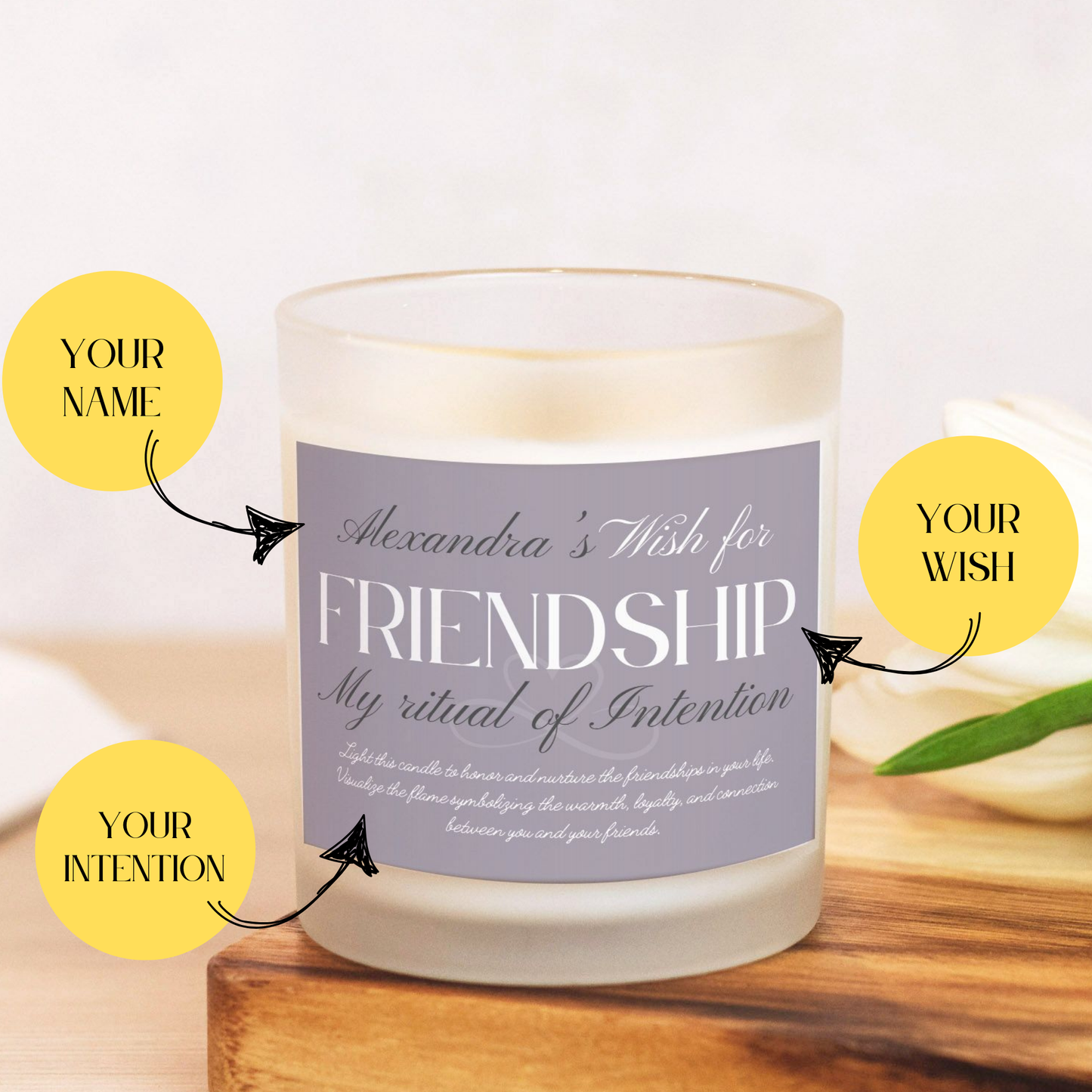 Wish For Friendship Candle, Personalized Gift, Ritual Candle for Connection and Joy