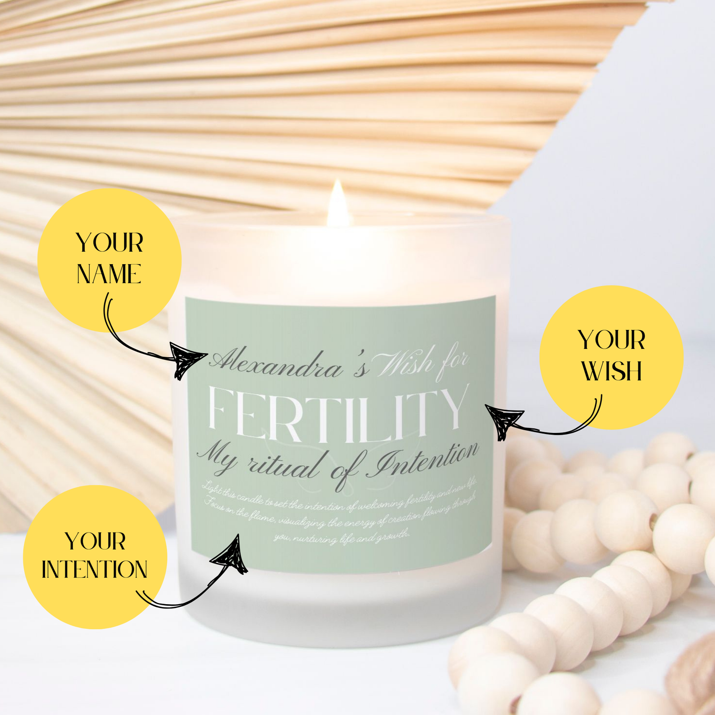 Wish For Fertility Candle, Personalized Gift, Ritual Candle for New Life and Growth