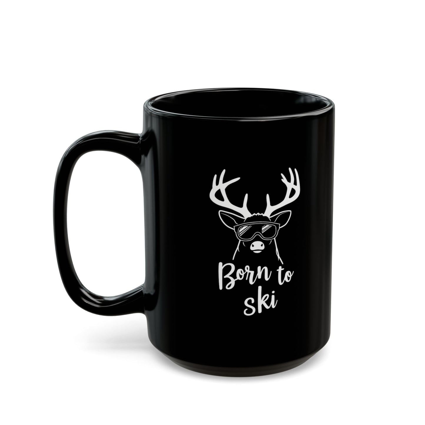 Born to Ski Magic Color-Changing Mug – Heat Sensitive, White Deer Design