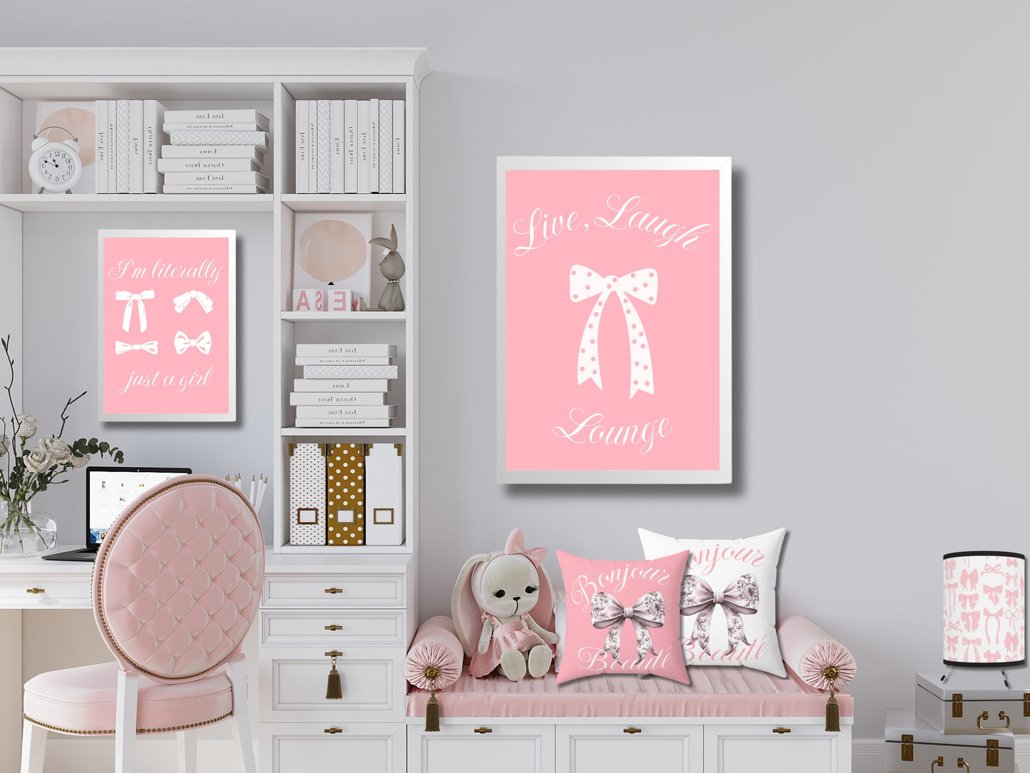 Coquette bow wall art nursery decor matching home collection (NO FRAME)