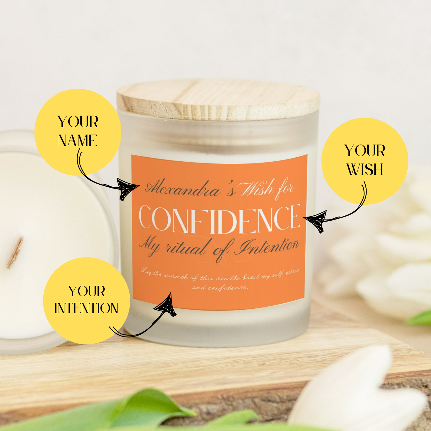 Personalized Confidence Candle: Wish for Courage with Custom Frosted Jar Candle, Rituals, Home Decor, Gift