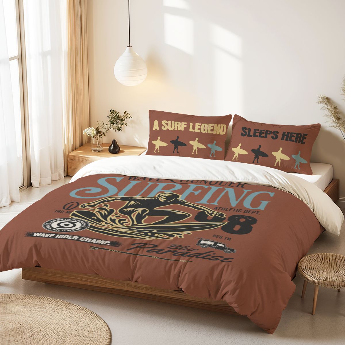 Teen surf bedroom bedding set queen vintage surfing duvet cover