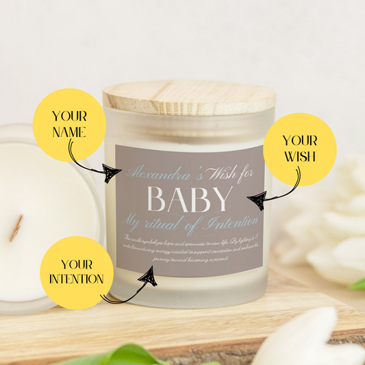 Personalized Ritual Wish Candle for Baby & Fertility in a Custom Container: Light to Set Intentions, Embrace New Beginnings