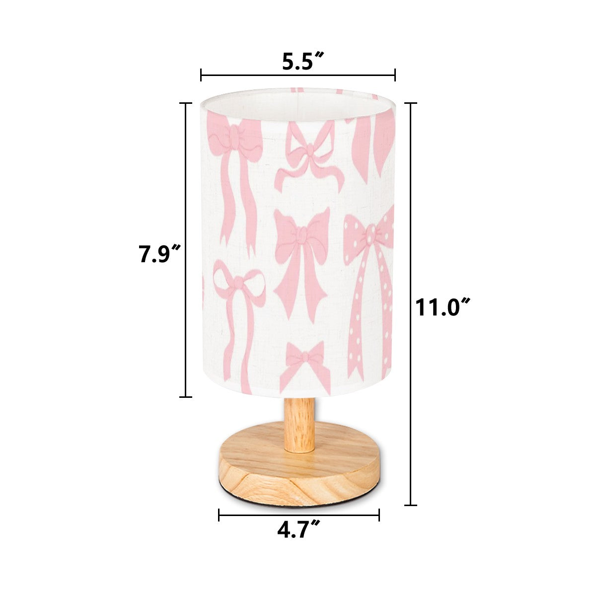 Coquette bow cylindar lamp pink table lamp decor chic nursery girls room