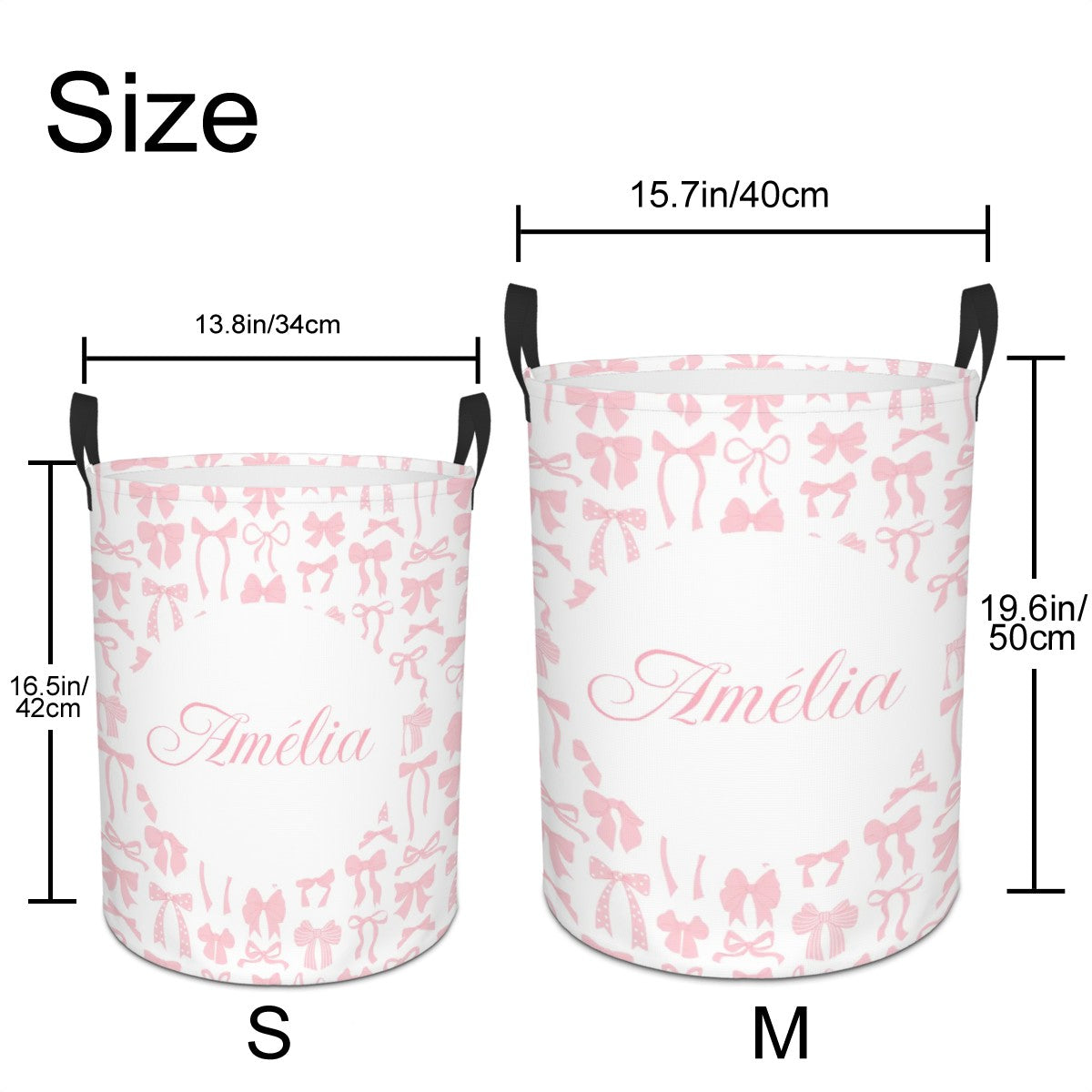 Personalized Coquette Bow Laundry Basket Custom Name Storage Bin