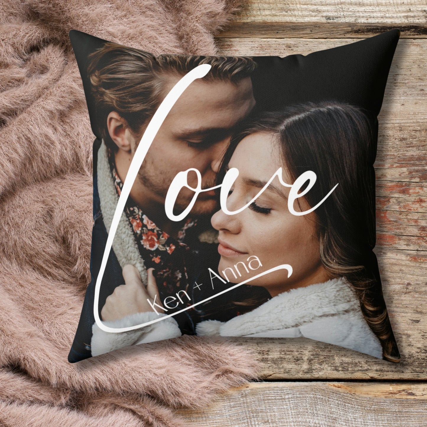 Customizable LOVE Pillow with Couple or friends Photo, Personalized Couple Gift