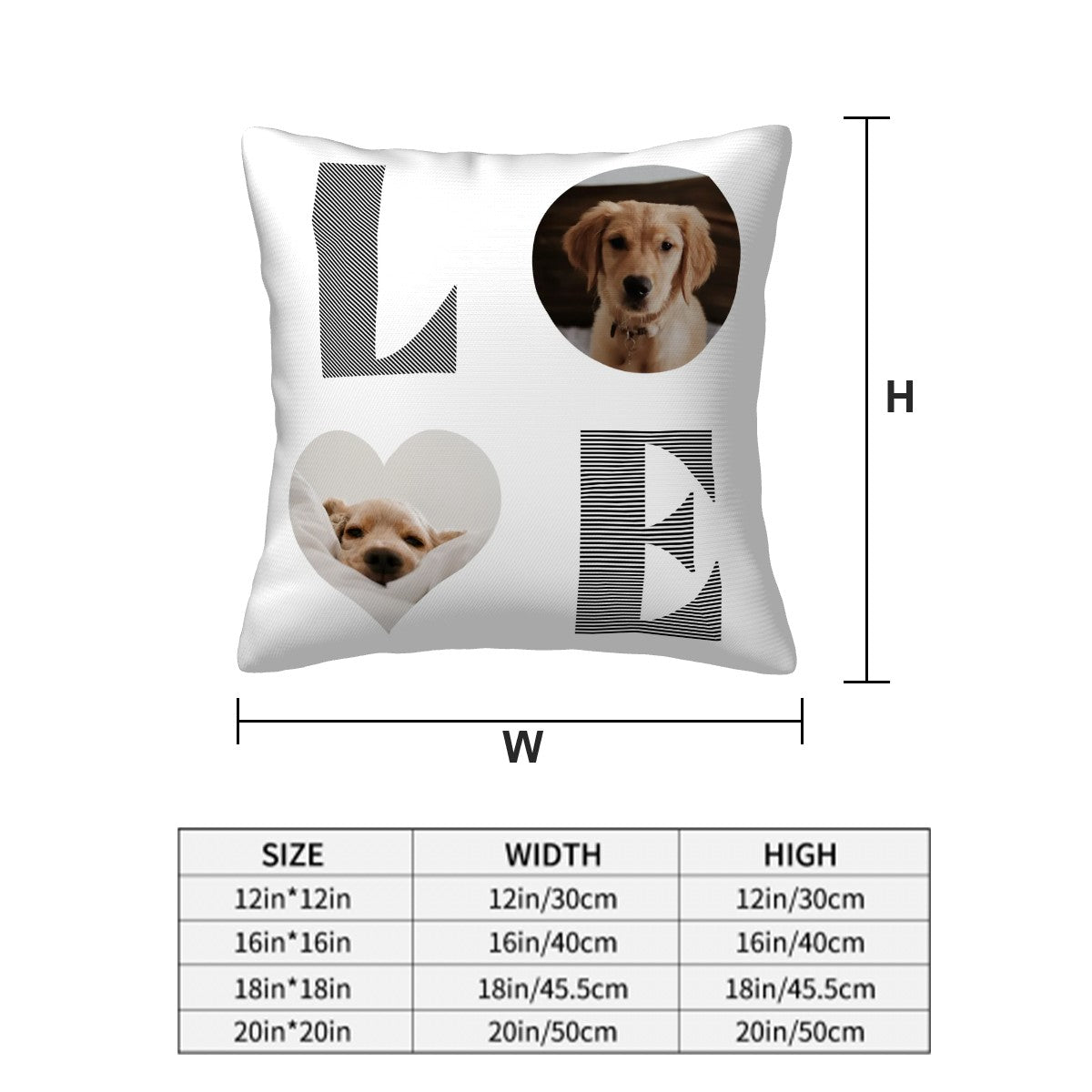 Personalized LOVE pillow, Custom photo pillows with pets or kids