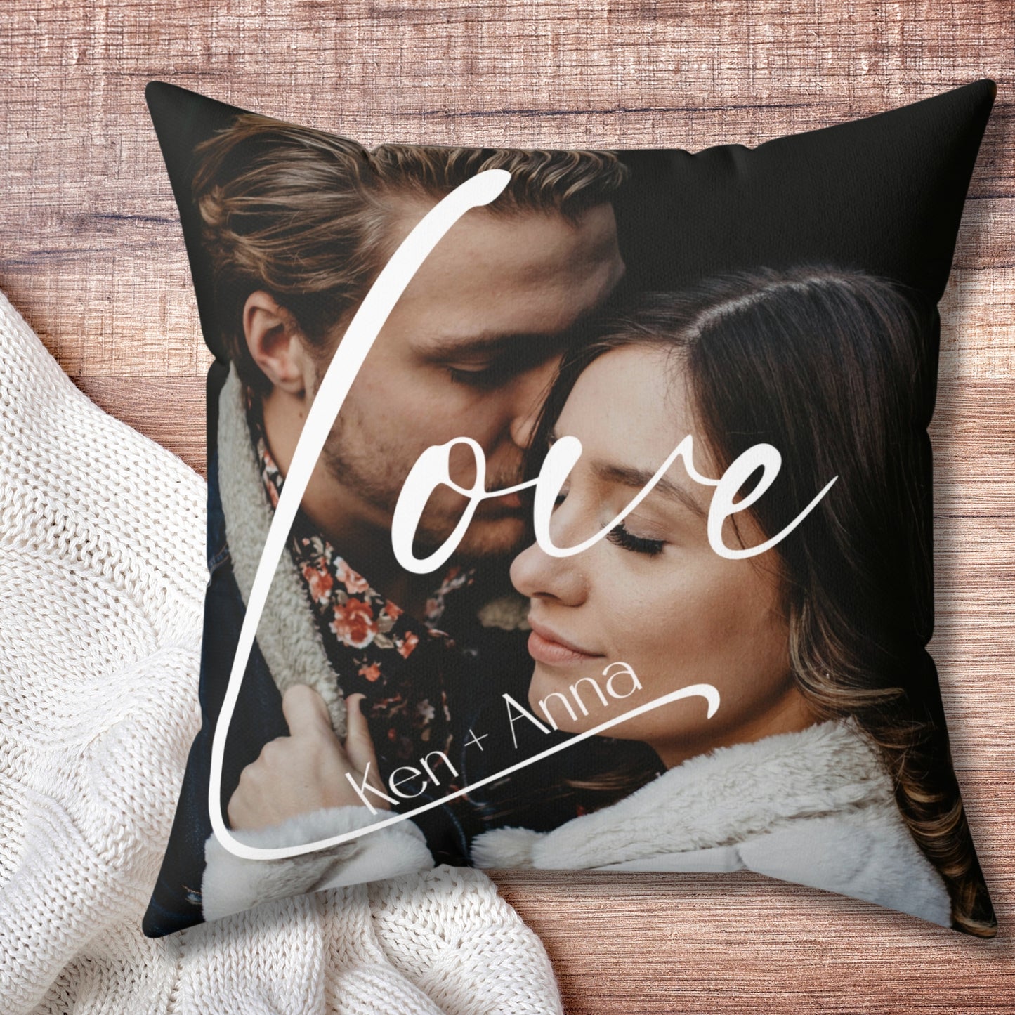 Customizable LOVE Pillow with Couple or friends Photo, Personalized Couple Gift