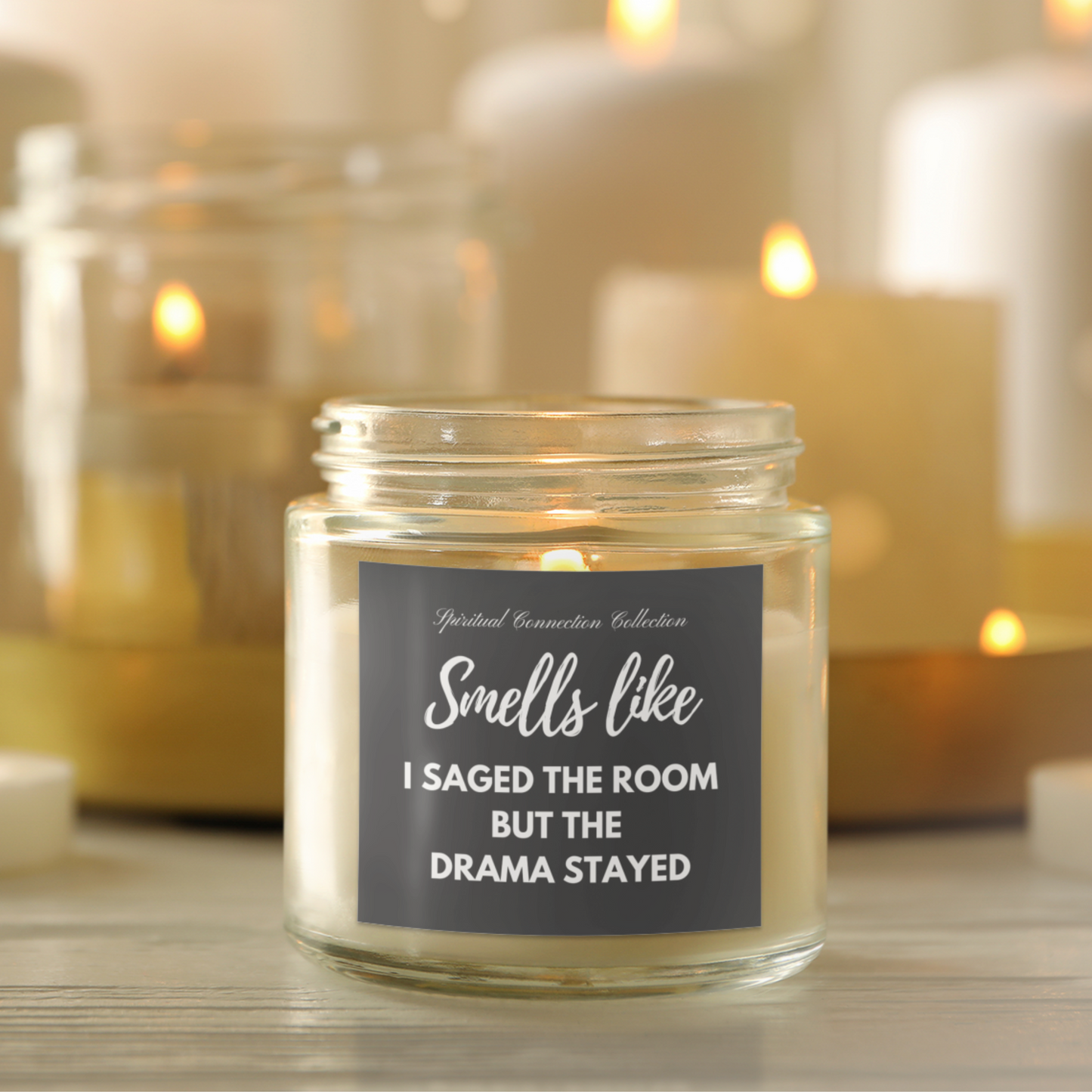 Candle Smells Like Fun Sage Scented jar, Funny Gift for Friends, Quirky Spiritual Quote text, Gift for medium, Sarcastic Humorous Candles