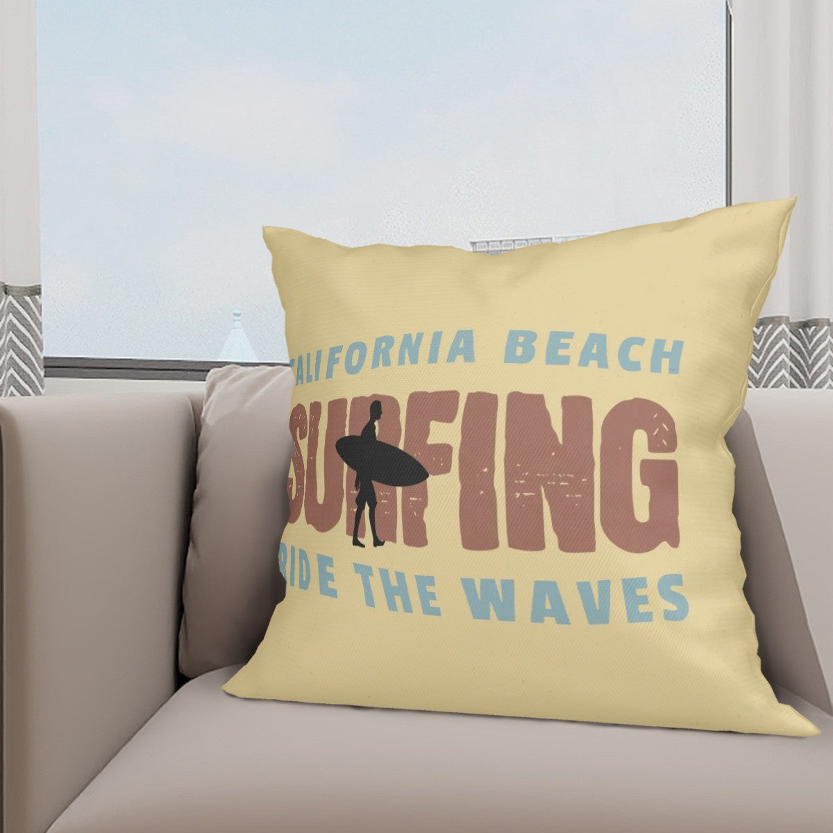 Surf Shack Pillow Set of 4 Coastal Bedroom Decor Surfer Themed Room Beach Style