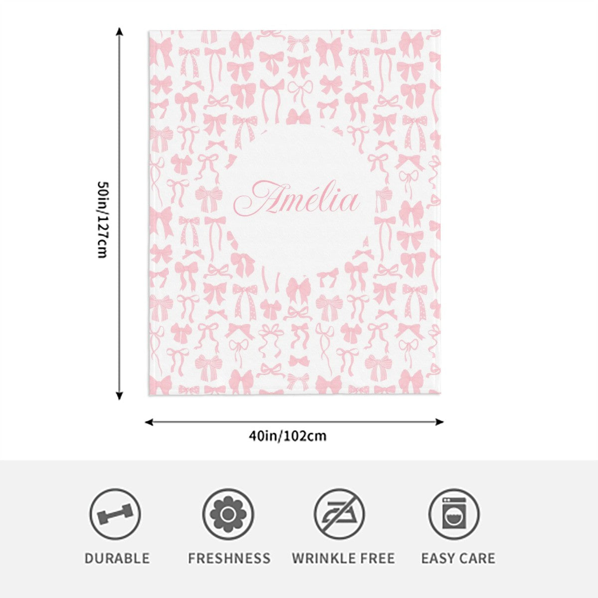 Personalized coquette bow throw blanket girly bedroom decor