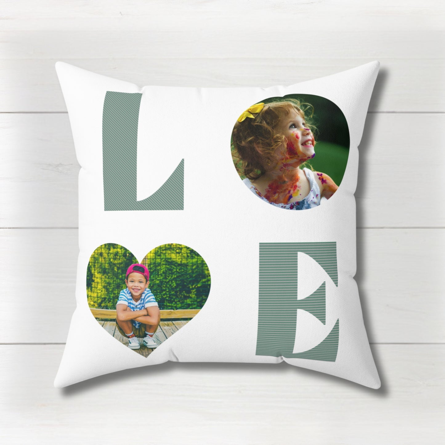 Personalized LOVE pillow, Custom photo pillows with pets or kids