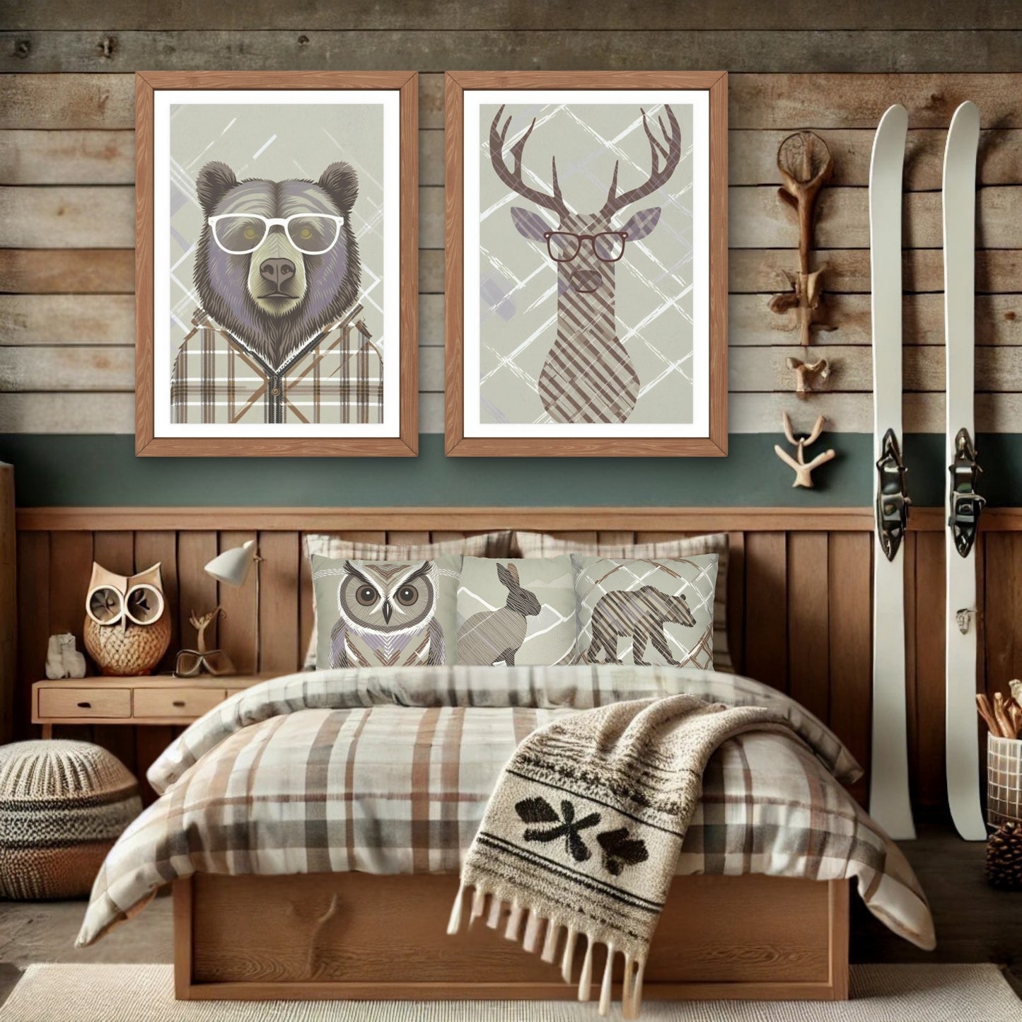 Modern Bear Art Large Poster, Fun Animal Artwork for Cabin Decor