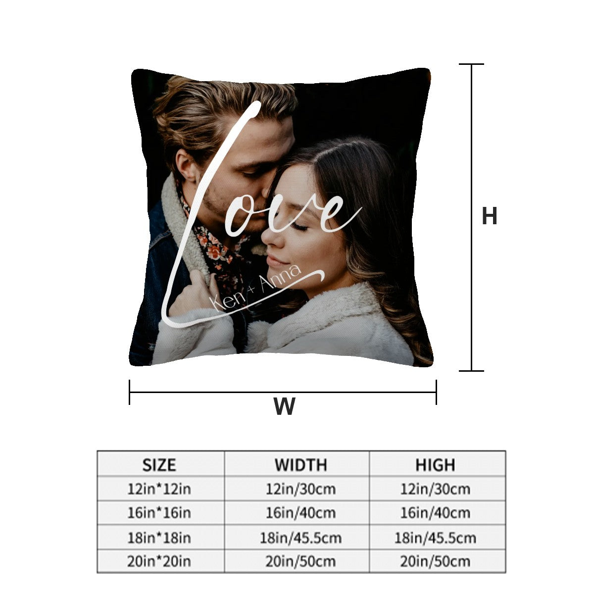 Customizable LOVE Pillow with Couple or friends Photo, Personalized Couple Gift