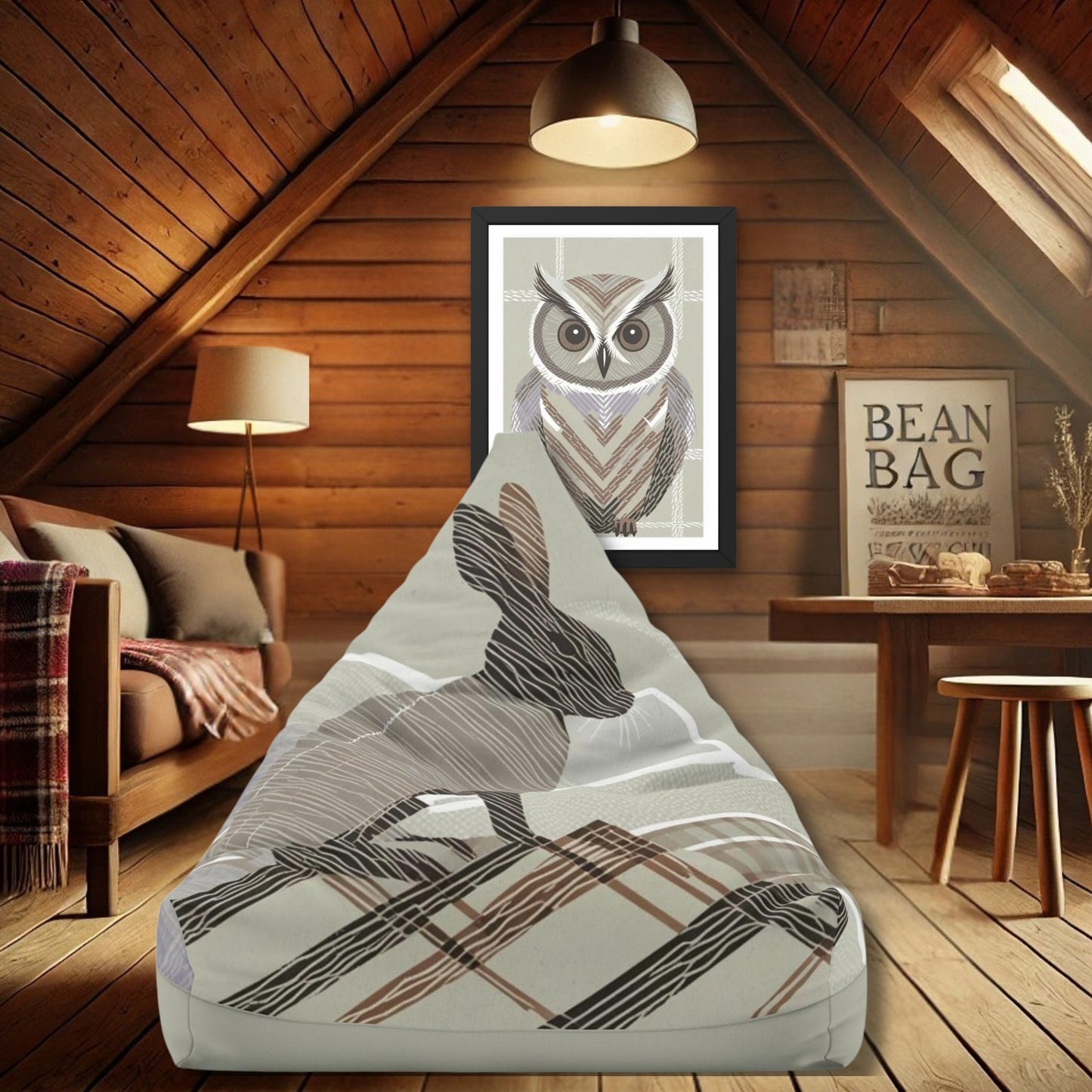 Owl Art Large Poster, Rustic Chic Pantone Brown Mousse color Nature Wildlife Print