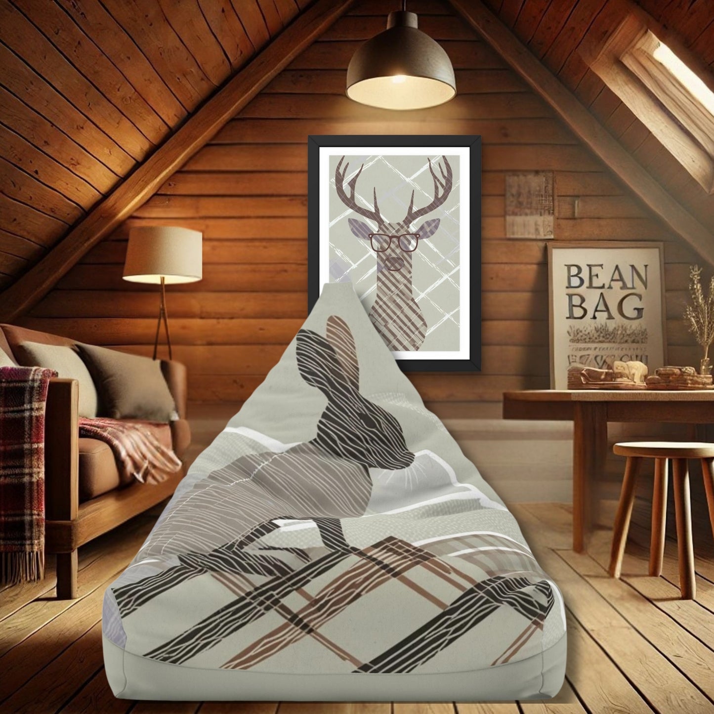 Rustic Plaid Deer Wall Art Chocolate Mousse Pantone Poster Modern Cabin Decor