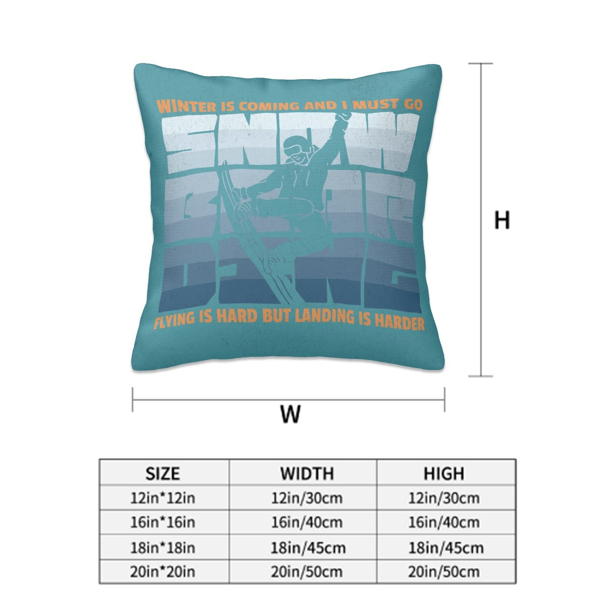 Snowboard-Themed Pillow Cover Set – Set of 2 All-Season Decorative Cases