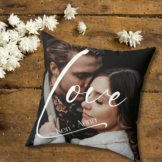 Customizable LOVE Pillow with Couple or friends Photo, Personalized Couple Gift