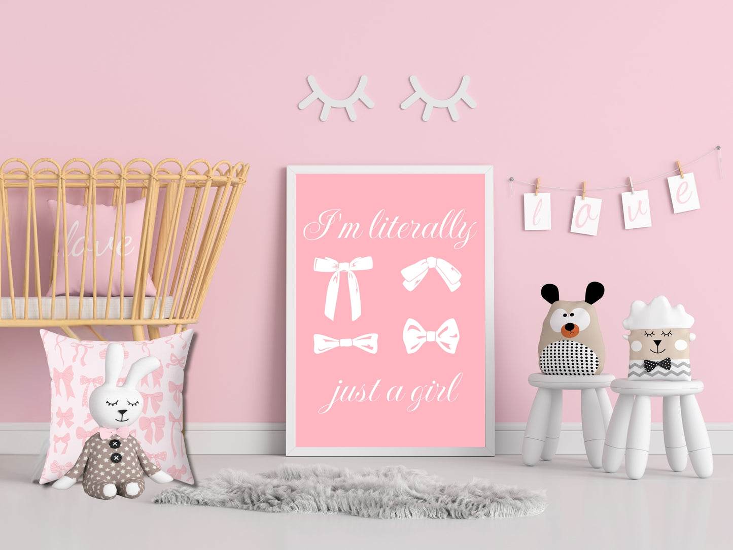 Coquette bow wall art nursery decor matching home collection (NO FRAME)