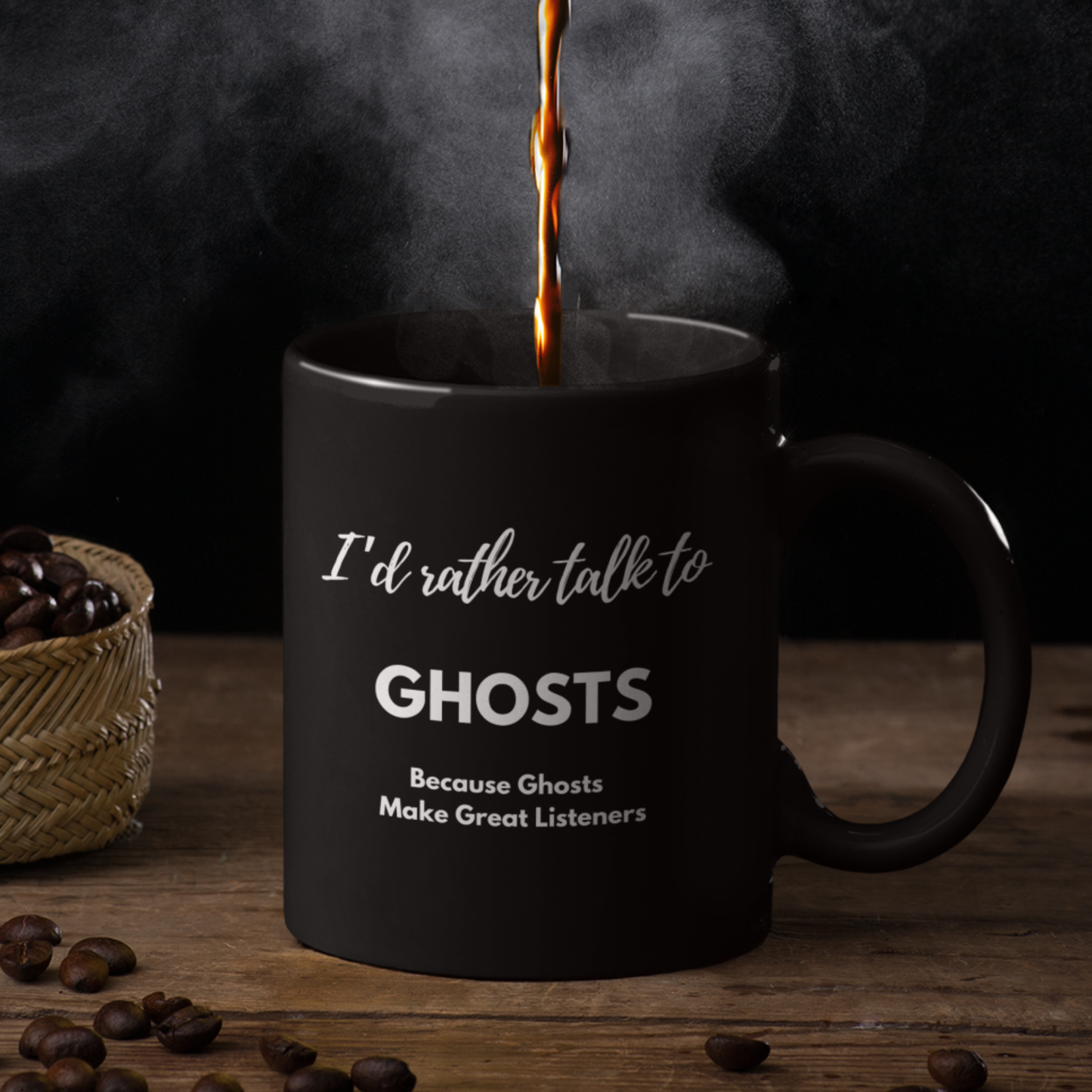 Magic Mug Cup, Funny Color changing Talk to Ghosts Coffee Cup, Humourous Heat sensitive Ghost text appearing Mugs gift, Heat Activated Mugs