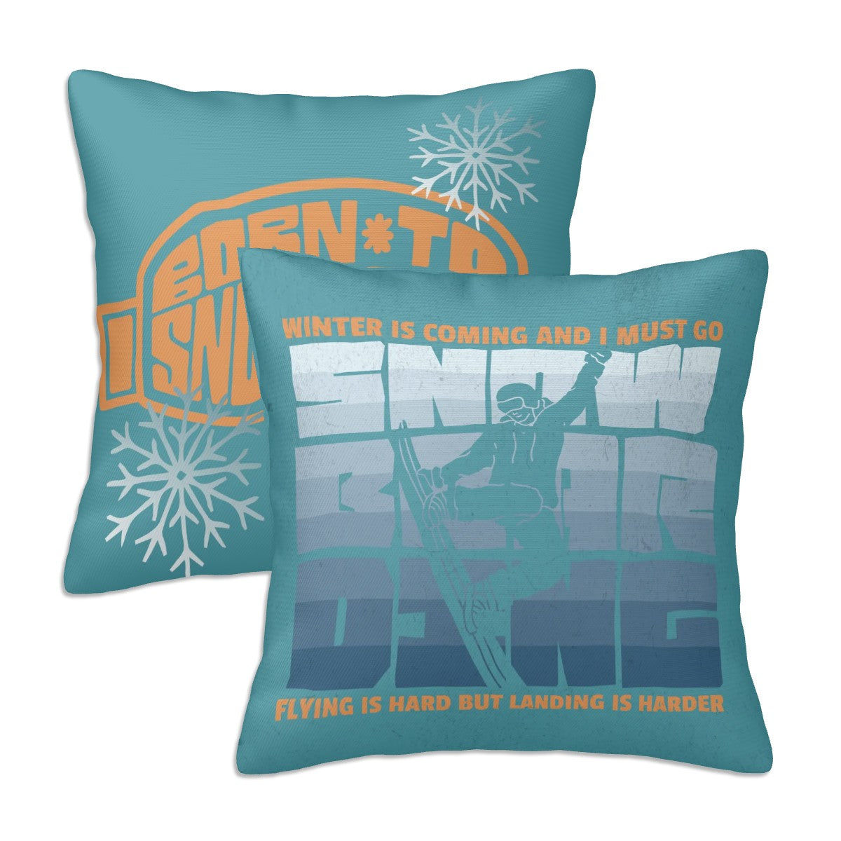 Snowboard-Themed Pillow Cover Set – Set of 2 All-Season Decorative Cases