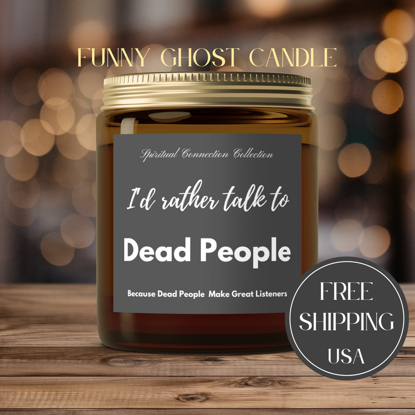 Candle, Spiritual Funny Ghost Design, I'd Rather Talk to Dead People, Halloween Décor, Gift for Mediums, Aromatherapy - Scented Coconut