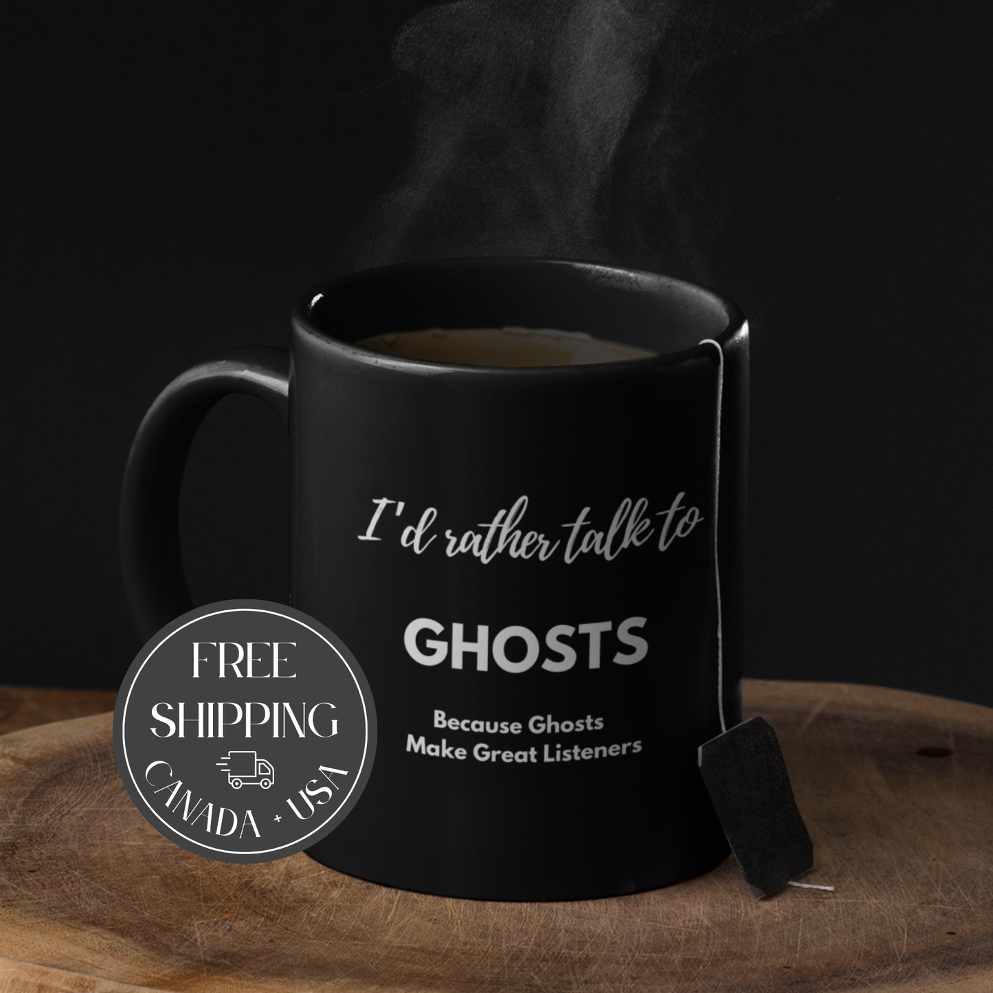 Magic Mug Cup, Funny Color changing Talk to Ghosts Coffee Cup, Humourous Heat sensitive Ghost text appearing Mugs gift, Heat Activated Mugs