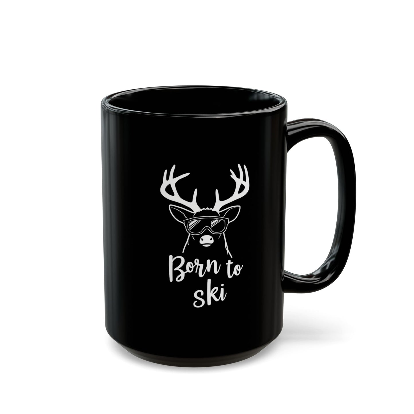 Born to Ski Magic Color-Changing Mug – Heat Sensitive, White Deer Design