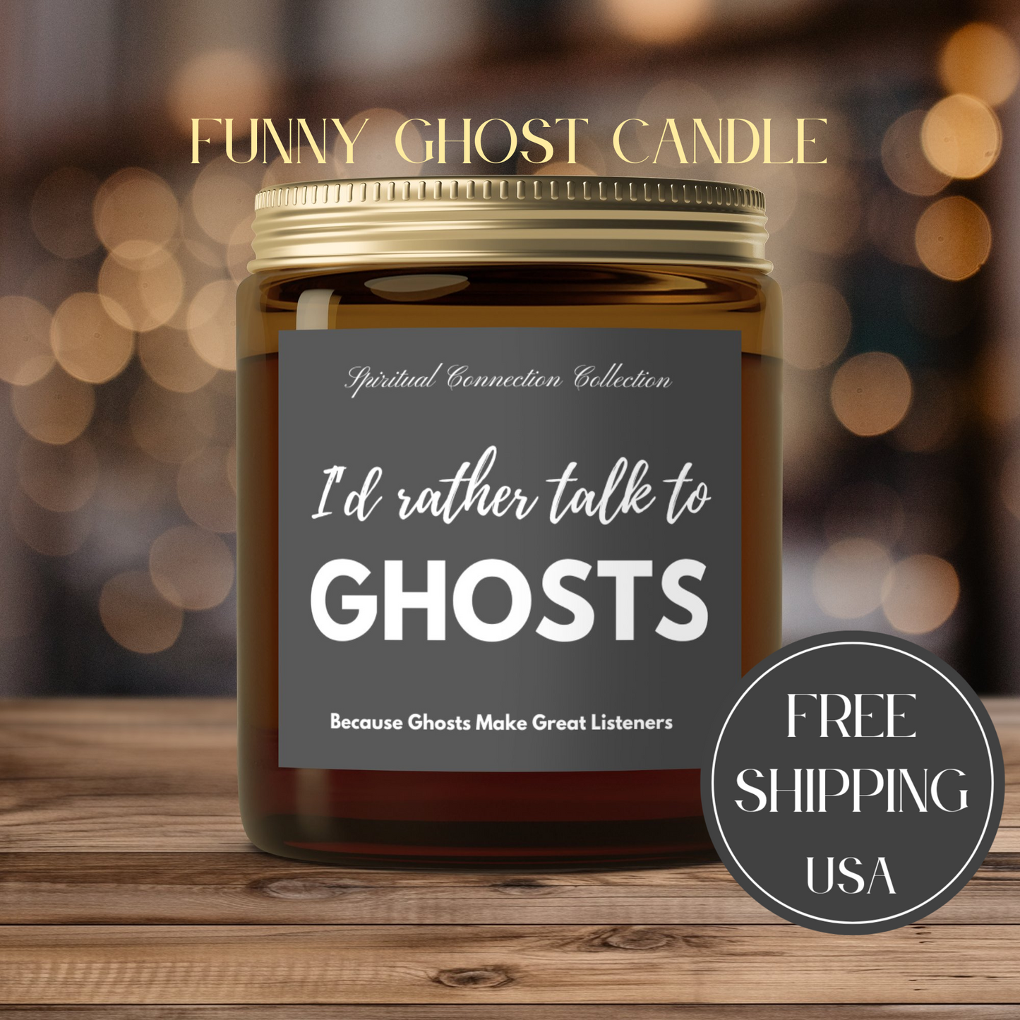 Candle, Spiritual Funny Ghost Design, I'd Rather Talk to GHOST, Halloween Décor, Gift for Mediums, Aromatherapy, Scented Coconut