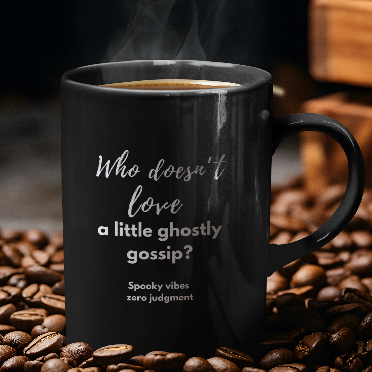 Magic Mug Cup, Funny Color Changing Ghostly Gossip Coffee Cup, Humorous Heat Sensitive Ghost Text Mug, Heat Activated Mug Gift for Christmas