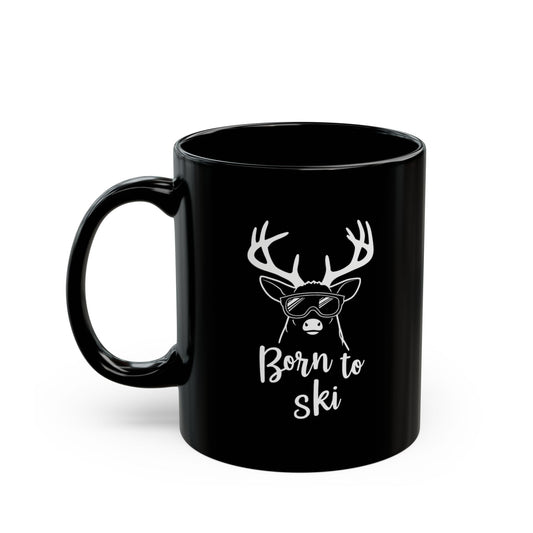 Born to Ski Magic Color-Changing Mug – Heat Sensitive, White Deer Design