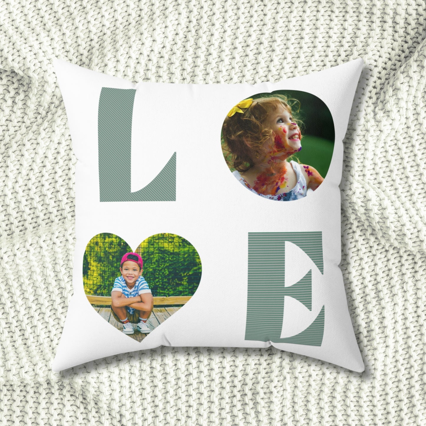 Personalized LOVE pillow, Custom photo pillows with pets or kids