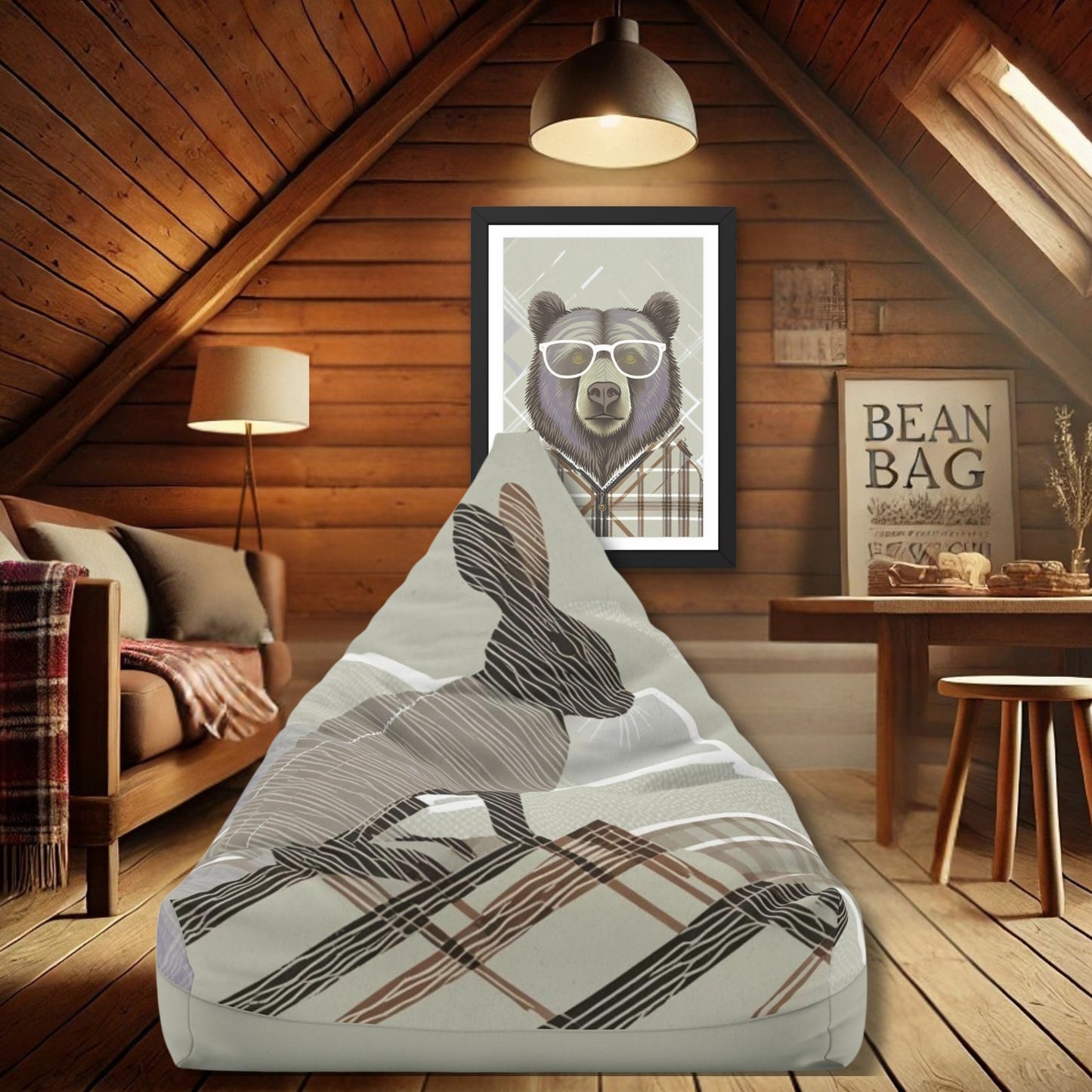 Modern Bear Art Large Poster, Fun Animal Artwork for Cabin Decor