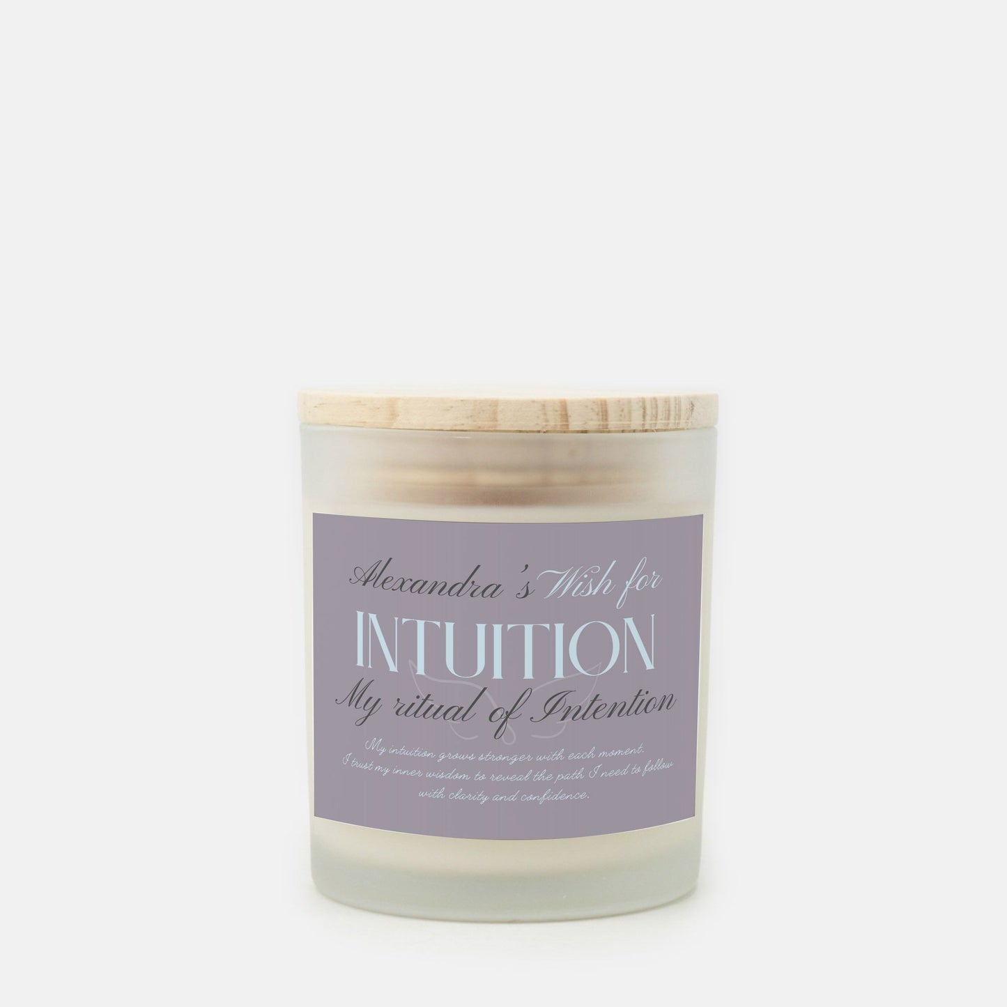 Personalized Frosted Jar Candle: Wish for Intuition and Ritual Clarity, Spiritual Thoughtful Gift