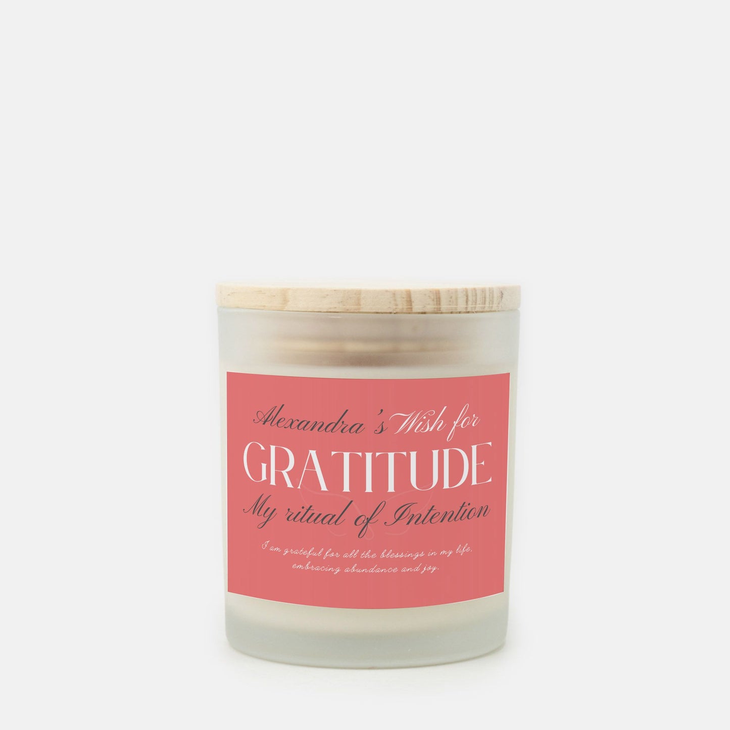 Personalized Gratitude Candle: Wish for Thankfulness with Custom Frosted Jar Candle, Rituals Gift, Home Decor