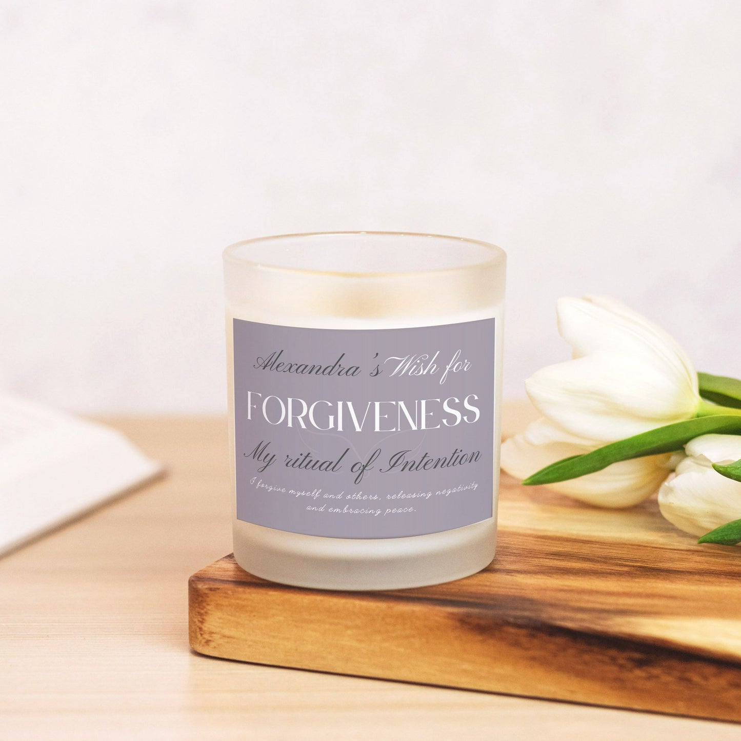 Personalized Forgiveness Candle: Wish for Healing with Custom Frosted Jar Candle, Perfect for Rituals, Home Decor, Gift