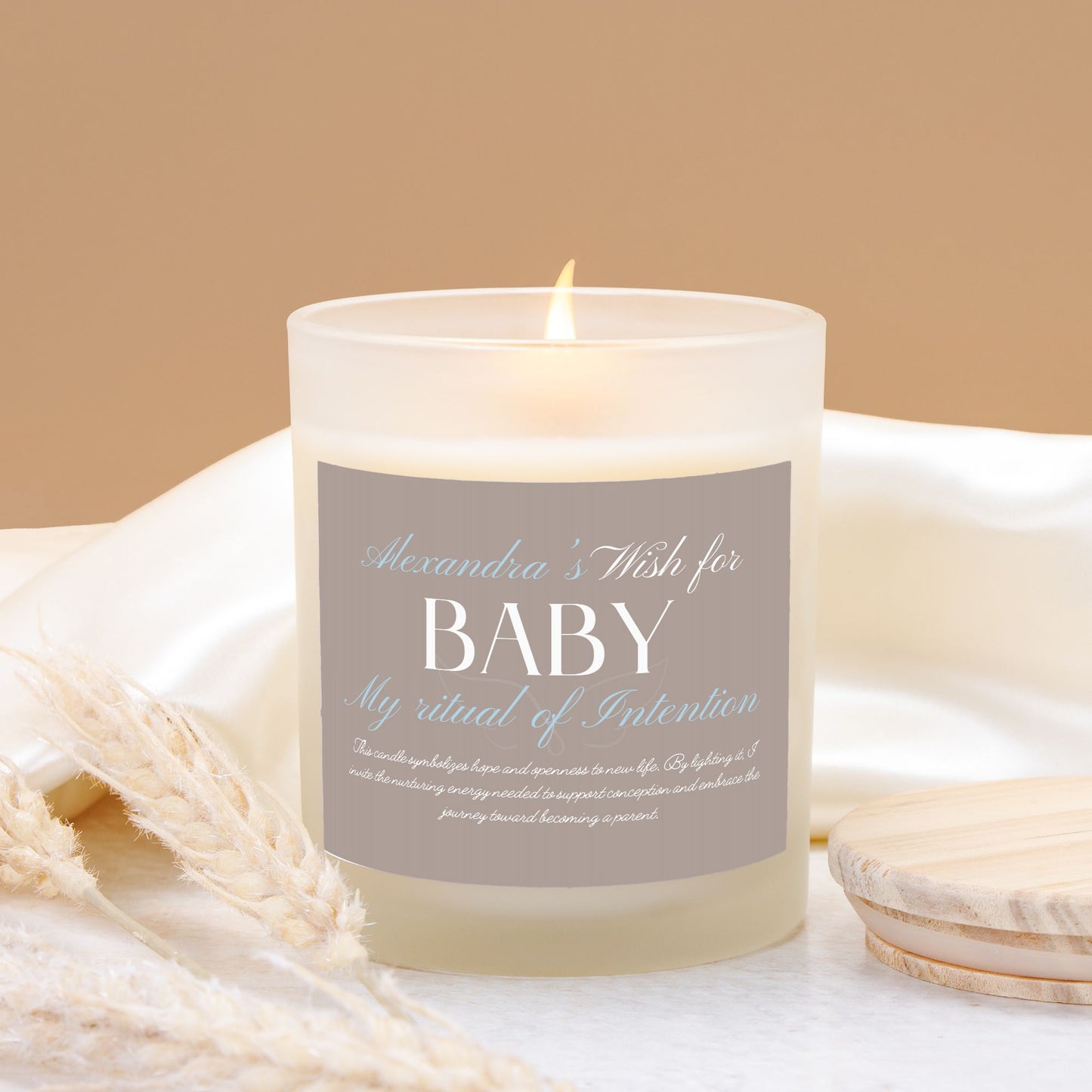 Personalized Ritual Wish Candle for Baby & Fertility in a Custom Container: Light to Set Intentions, Embrace New Beginnings