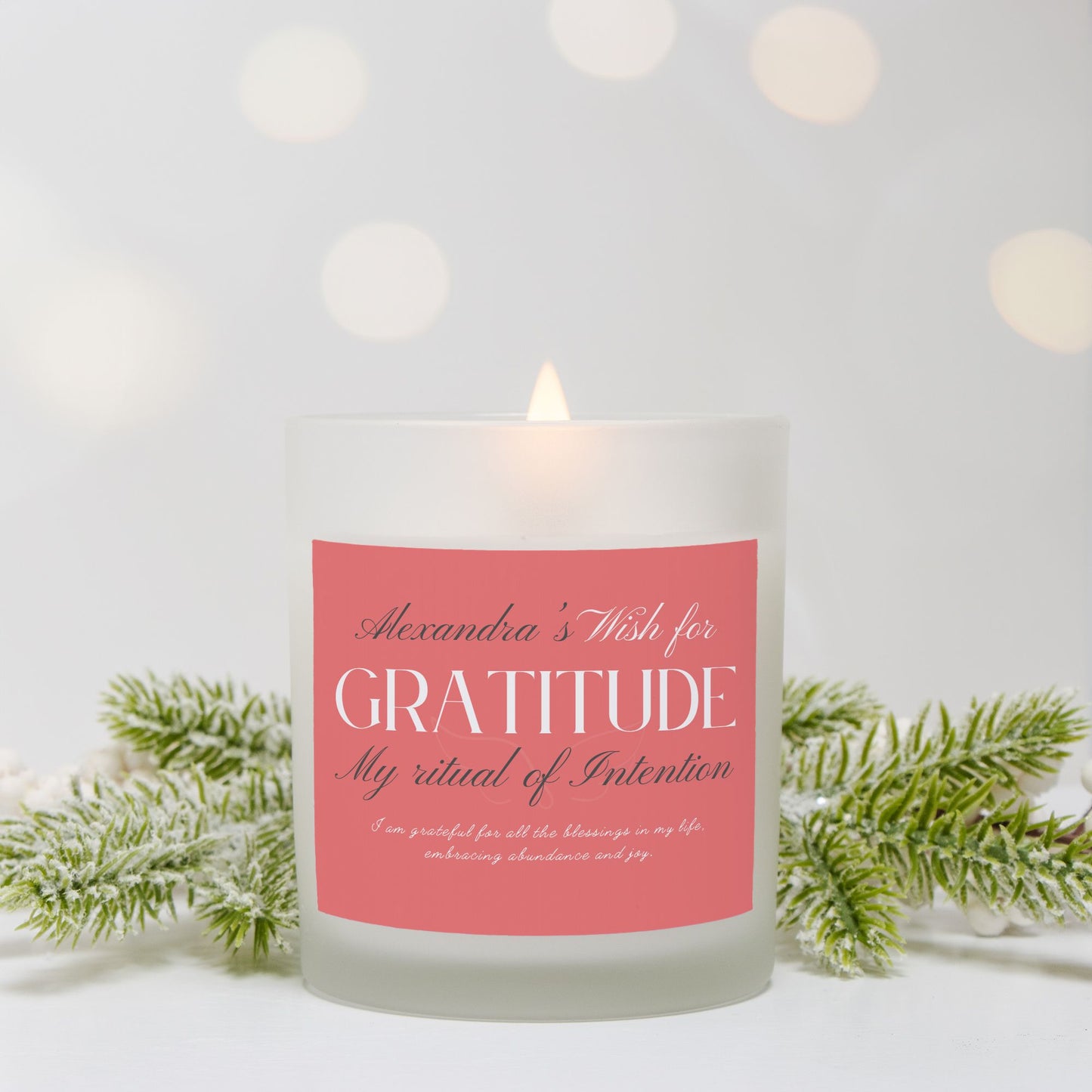 Personalized Gratitude Candle: Wish for Thankfulness with Custom Frosted Jar Candle, Rituals Gift, Home Decor