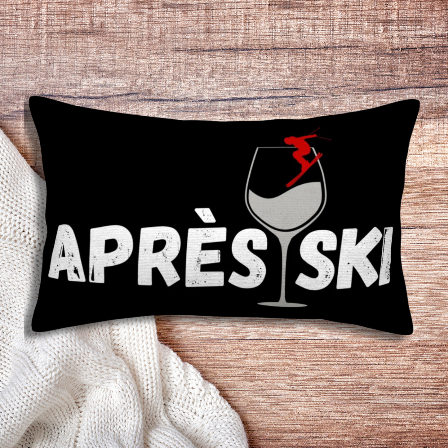 Après Ski Lumbar Pillow Cozy Black Winter Cabin Decor Ski Lodge Accent