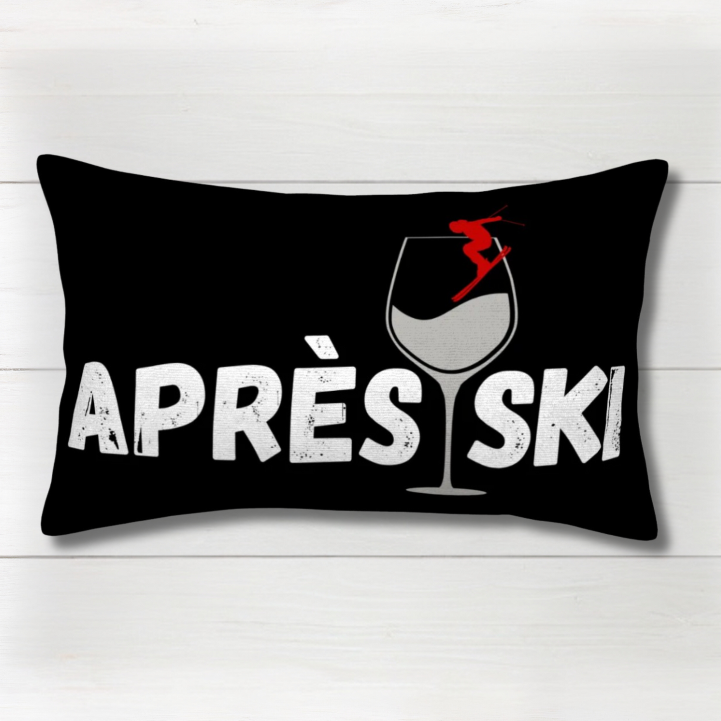 Après Ski Lumbar Pillow Cozy Black Winter Cabin Decor Ski Lodge Accent