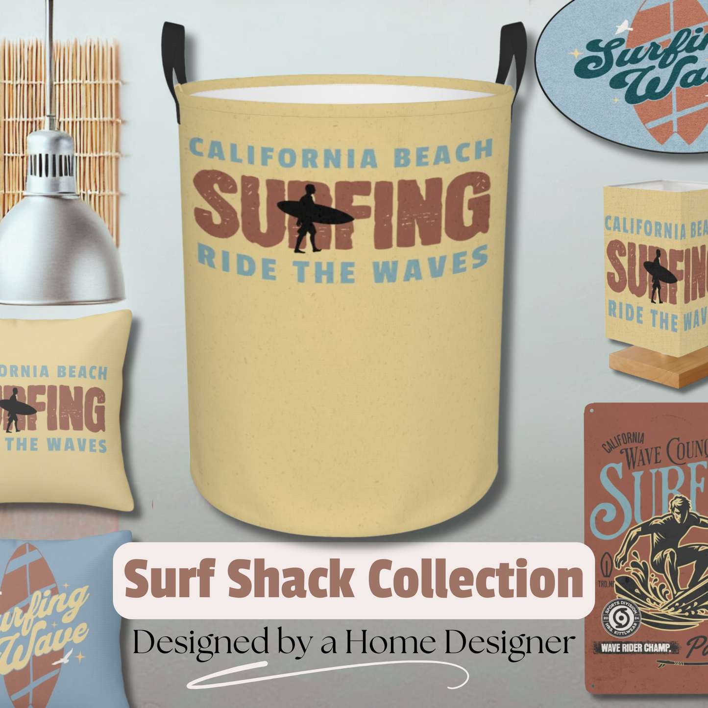 Surf Laundry Basket for Teen Bedroom Surfer Room Decor