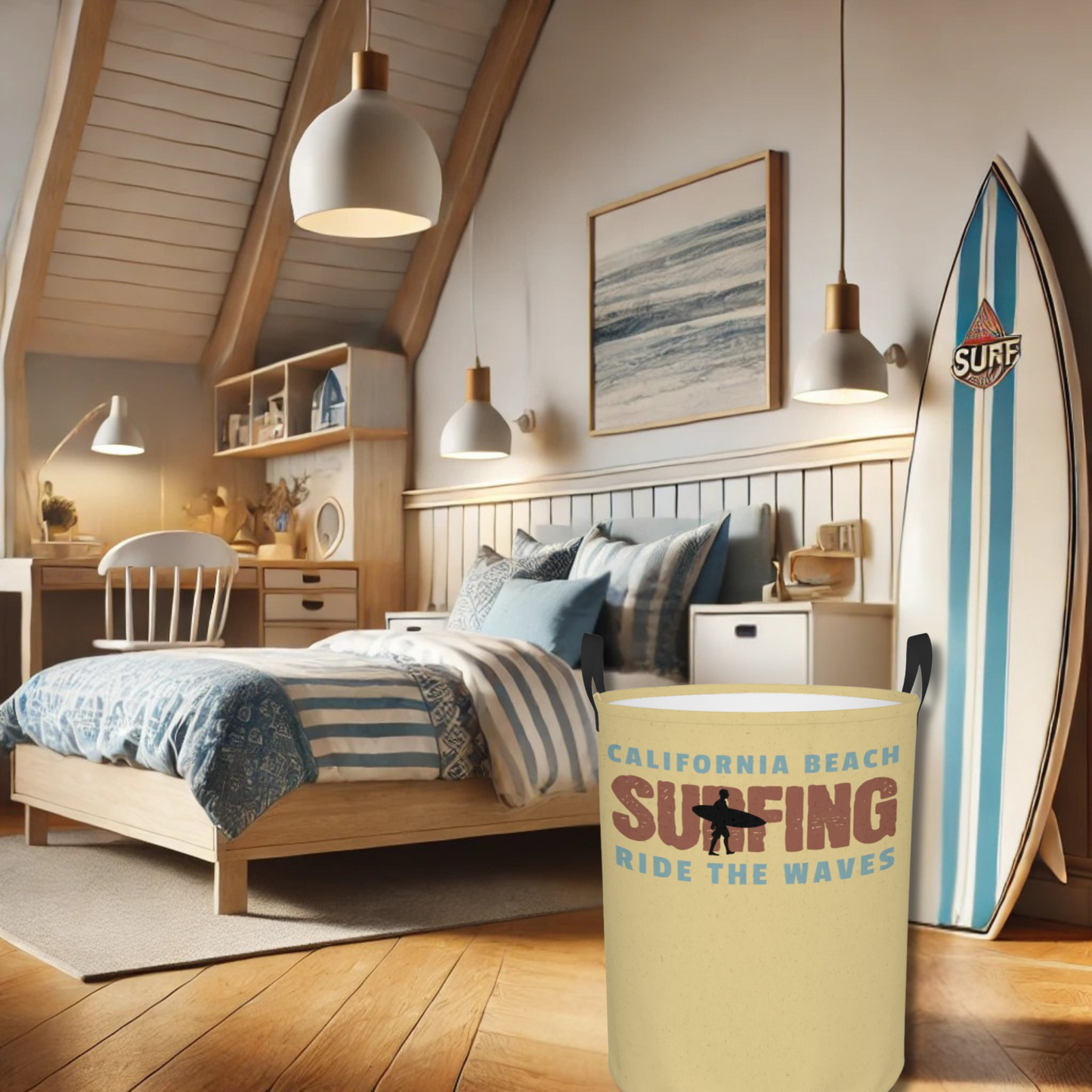 Surf Laundry Basket for Teen Bedroom Surfer Room Decor