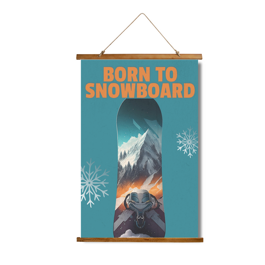 Snowboard Wall Art, Born to Snowboard Tapestry, Winter Decor